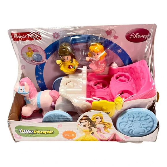 Fisher-Price Little People Disney Princess Belle & Aurora Coach  Sounds 2014 New - Picture 5 of 7